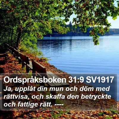 Ordspråksboken 31:9 SV1917 Bible Verse Image