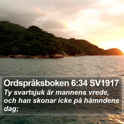 Ordspråksboken 6:34 SV1917 Bible Verse Image