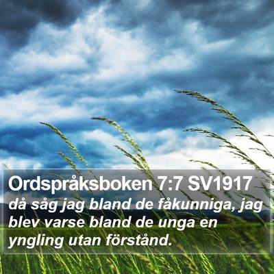 Ordspråksboken 7:7 SV1917 Bible Verse Image