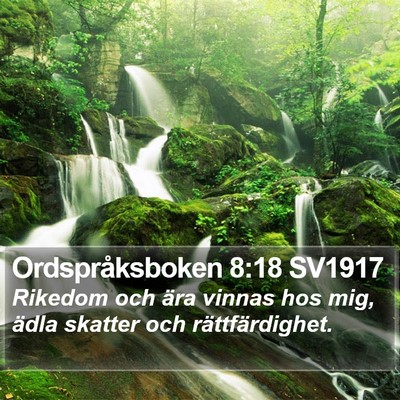 Ordspråksboken 8:18 SV1917 Bible Verse Image