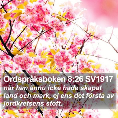 Ordspråksboken 8:26 SV1917 Bible Verse Image