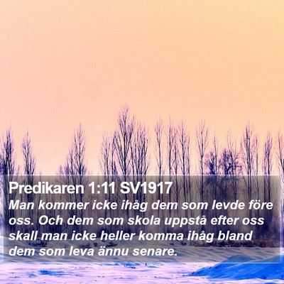 Predikaren 1:11 SV1917 Bible Verse Image