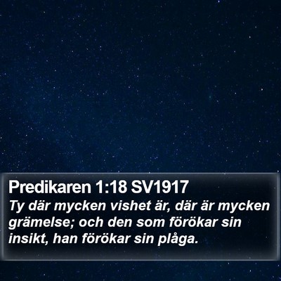 Predikaren 1:18 SV1917 Bible Verse Image