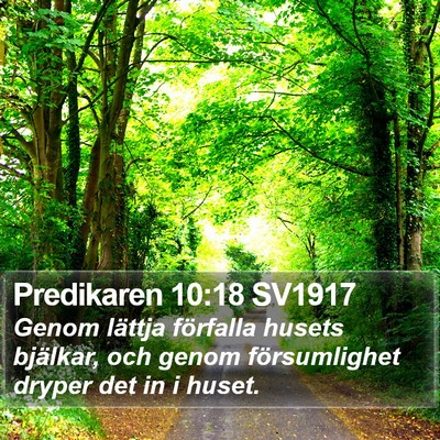 Predikaren 10:18 SV1917 Bible Verse Image