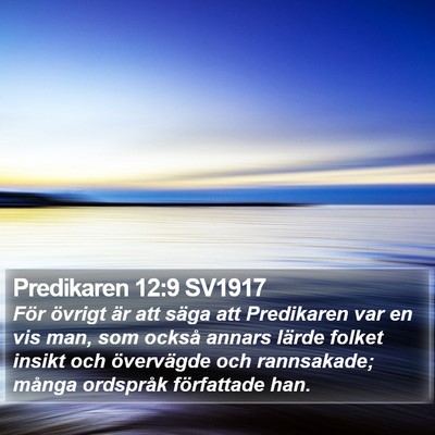 Predikaren 12:9 SV1917 Bible Verse Image