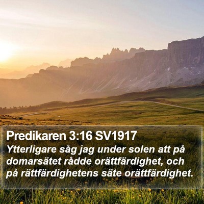 Predikaren 3:16 SV1917 Bible Verse Image