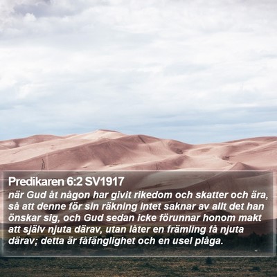 Predikaren 6:2 SV1917 Bible Verse Image