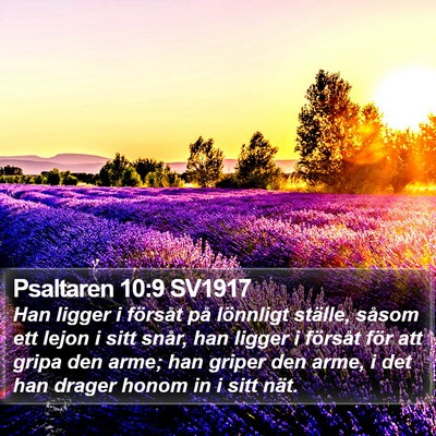 Psaltaren 10:9 SV1917 Bible Verse Image