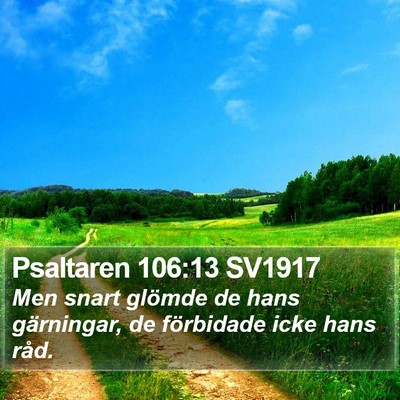 Psaltaren 106:13 SV1917 Bible Verse Image