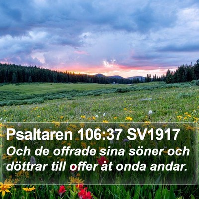 Psaltaren 106:37 SV1917 Bible Verse Image