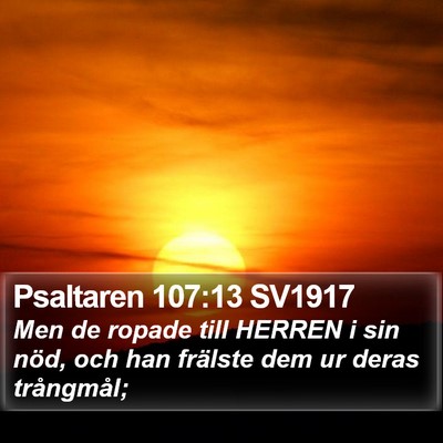 Psaltaren 107:13 SV1917 Bible Verse Image