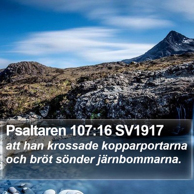Psaltaren 107:16 SV1917 Bible Verse Image