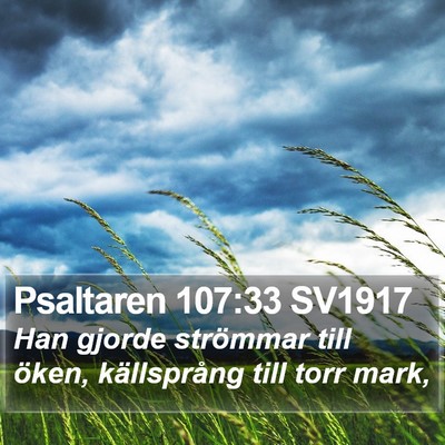 Psaltaren 107:33 SV1917 Bible Verse Image