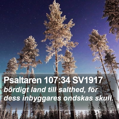 Psaltaren 107:34 SV1917 Bible Verse Image