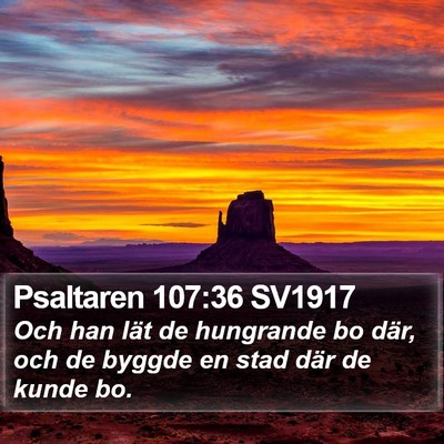 Psaltaren 107:36 SV1917 Bible Verse Image