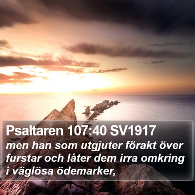 Psaltaren 107:40 SV1917 Bible Verse Image