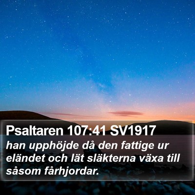 Psaltaren 107:41 SV1917 Bible Verse Image