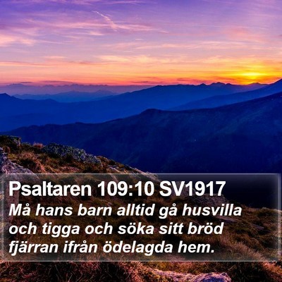 Psaltaren 109:10 SV1917 Bible Verse Image