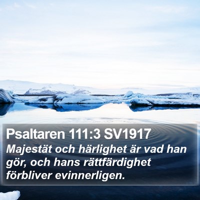 Psaltaren 111:3 SV1917 Bible Verse Image