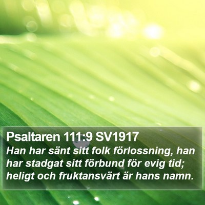 Psaltaren 111:9 SV1917 Bible Verse Image