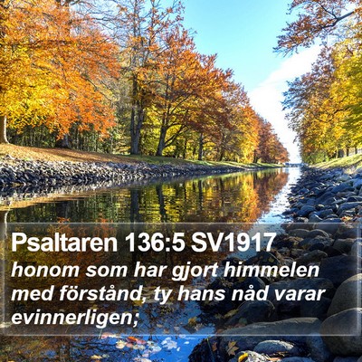 Psaltaren 136:5 SV1917 Bible Verse Image