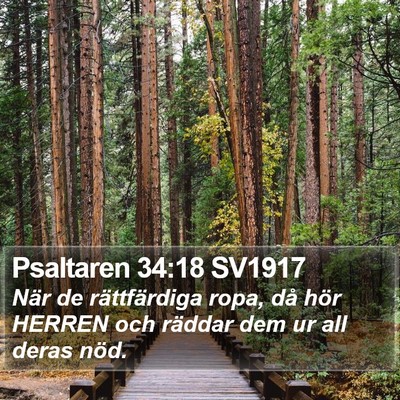 Psaltaren 34:18 SV1917 Bible Verse Image