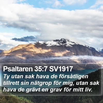 Psaltaren 35:7 SV1917 Bible Verse Image
