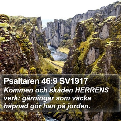 Psaltaren 46:9 SV1917 Bible Verse Image