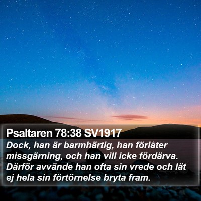 Psaltaren 78:38 SV1917 Bible Verse Image