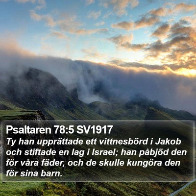 Psaltaren 78:5 SV1917 Bible Verse Image