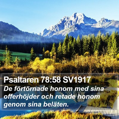 Psaltaren 78:58 SV1917 Bible Verse Image