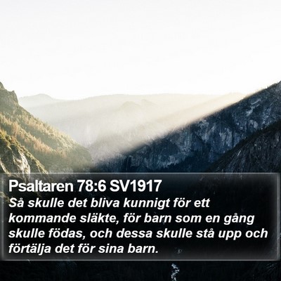 Psaltaren 78:6 SV1917 Bible Verse Image