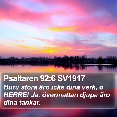 Psaltaren 92:6 SV1917 Bible Verse Image