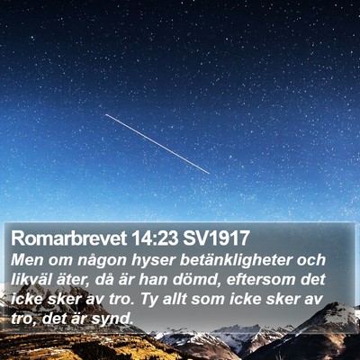 Romarbrevet 14:23 SV1917 Bible Verse Image