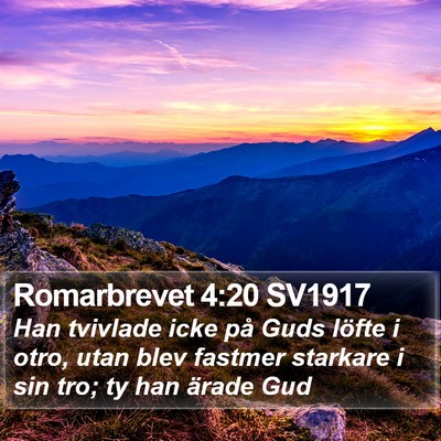 Romarbrevet 4:20 SV1917 Bible Verse Image