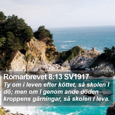 Romarbrevet 8:13 SV1917 Bible Verse Image