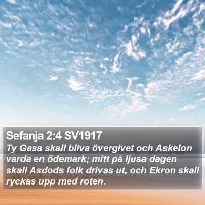 Sefanja 2:4 SV1917 Bible Verse Image