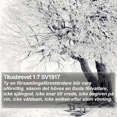 Titusbrevet 1:7 SV1917 Bible Verse Image