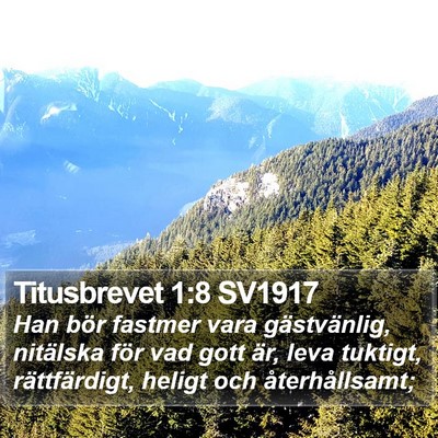 Titusbrevet 1:8 SV1917 Bible Verse Image