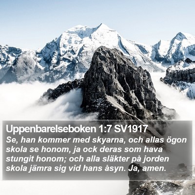 Uppenbarelseboken 1:7 SV1917 Bible Verse Image
