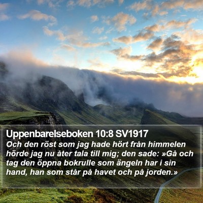 Uppenbarelseboken 10:8 SV1917 Bible Verse Image