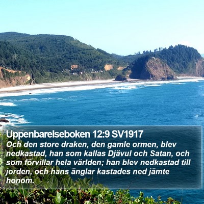 Uppenbarelseboken 12:9 SV1917 Bible Verse Image