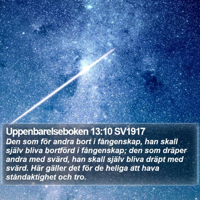 Uppenbarelseboken 13:10 SV1917 Bible Verse Image