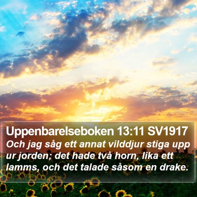 Uppenbarelseboken 13:11 SV1917 Bible Verse Image