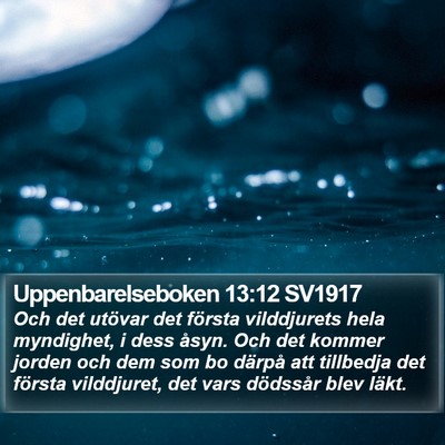 Uppenbarelseboken 13:12 SV1917 Bible Verse Image