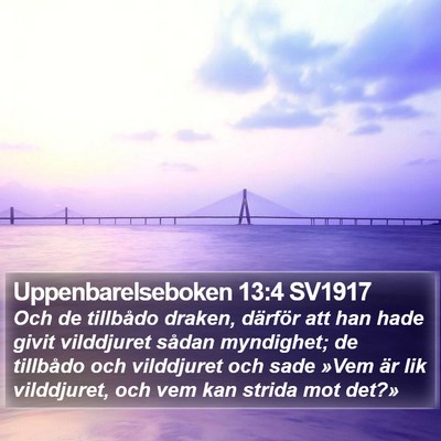 Uppenbarelseboken 13:4 SV1917 Bible Verse Image