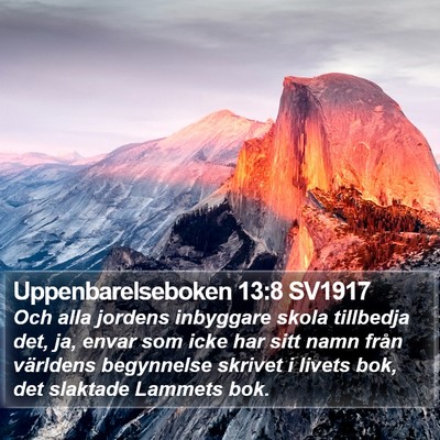 Uppenbarelseboken 13:8 SV1917 Bible Verse Image