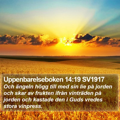 Uppenbarelseboken 14:19 SV1917 Bible Verse Image