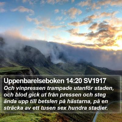 Uppenbarelseboken 14:20 SV1917 Bible Verse Image