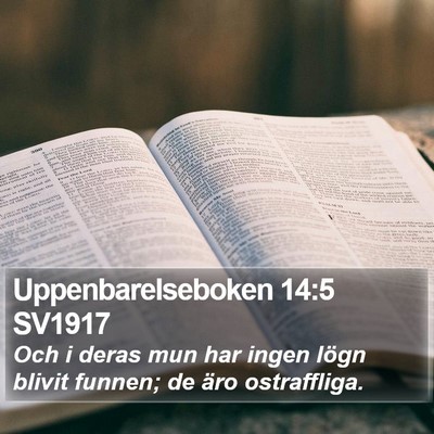 Uppenbarelseboken 14:5 SV1917 Bible Verse Image